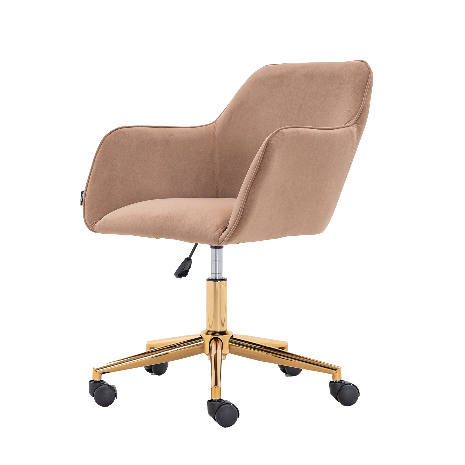 Modern Velvet Fabric Material Adjustable Height 360 revolving with Gold Metal Legs - Light Coffee