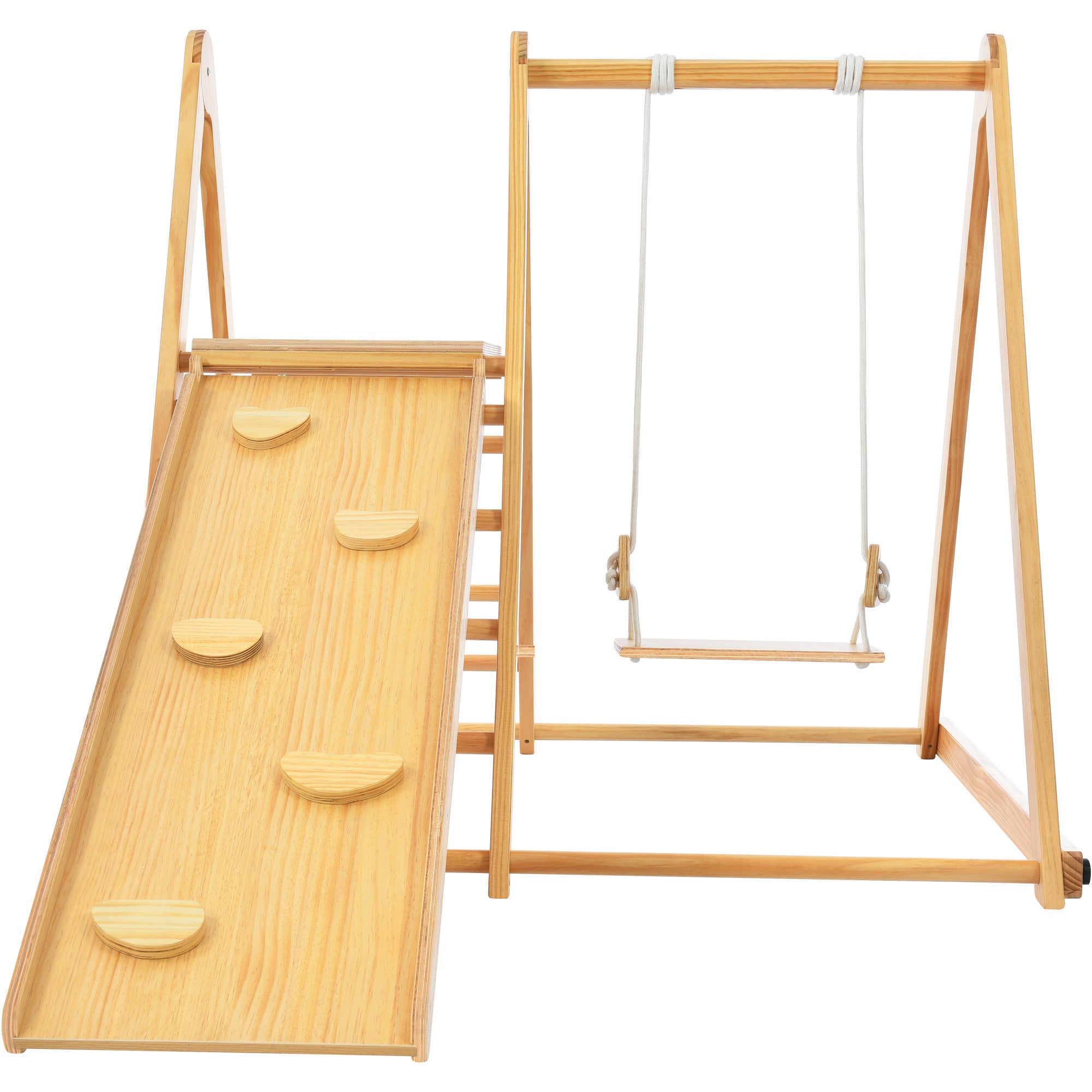 Wooden Swing and Slide Set Indoor Foldable Climbing Playground Play set for Kids/Toddlers