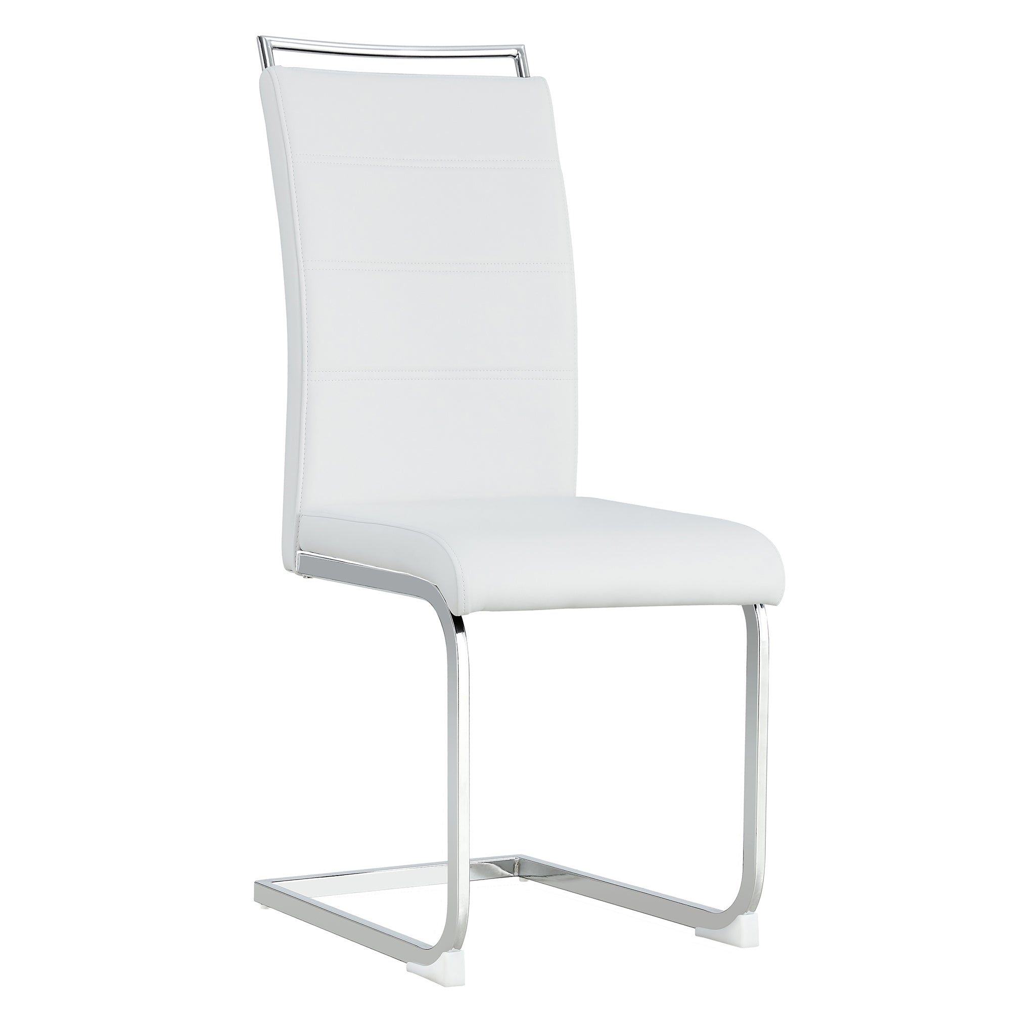 Modern Dining Chairs High Back Upholstered (Set of 4) - White+PU