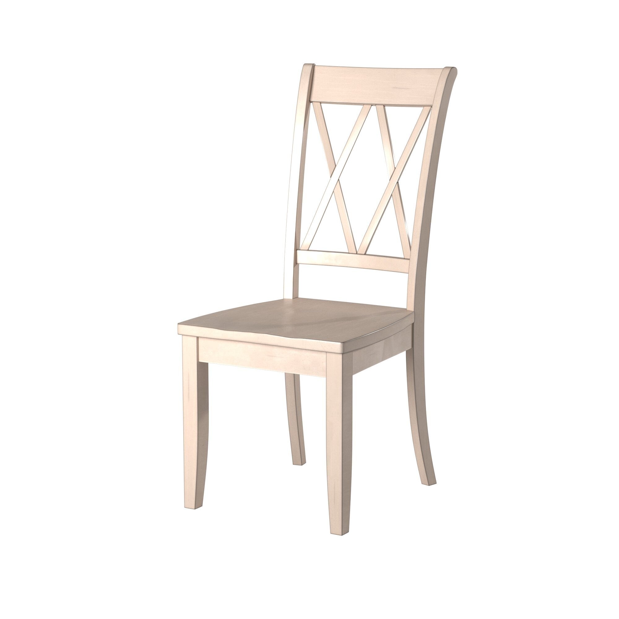 Pine Veneer Transitional Double-X Back Design Dining Room Chairs (Set of 2) - White